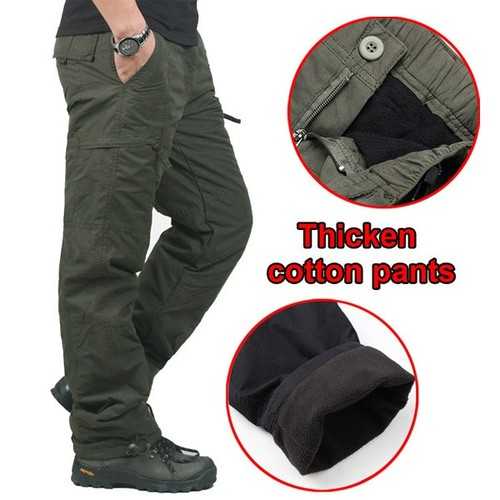 Mens Winter Outdoor Sports Trousers Military Tactical Thick Warm Cargo Pants