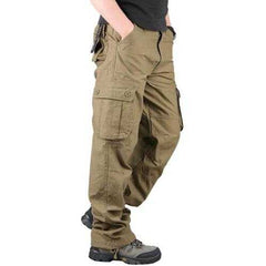 Mens Outdoor Leisure Cargo Pants Extra Large Pockets Straight Leg Trousers