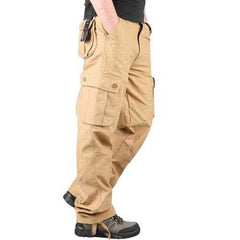 Mens Outdoor Leisure Cargo Pants Extra Large Pockets Straight Leg Trousers