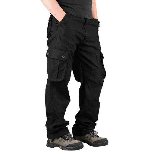 Mens Outdoor Leisure Cargo Pants Extra Large Pockets Straight Leg Trousers