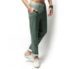 Men Long Trousers Flax Leisure Pants