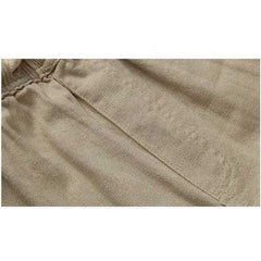 Mens Breathable Loose Cotton Linen Solid Color Pants With Drawstring