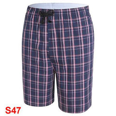 Summer Mens Casual Plaid Beach Pants Cotton Sport Swimming Trunks