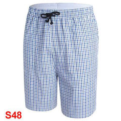 Summer Mens Casual Plaid Beach Pants Cotton Sport Swimming Trunks