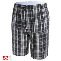 Summer Mens Casual Plaid Beach Pants Cotton Sport Swimming Trunks