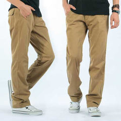 Mens Casual Loose Solid Color Cotton Cargo Pants Outdoor Working Comfortable Pants