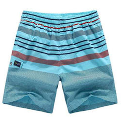 Mens Summer Cotton Stripe Print Knee Length Shorts Casual Swimming Beach Shorts