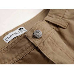 Outdooors Loose Cotton Multi Pocket Causal Solid Color Pant