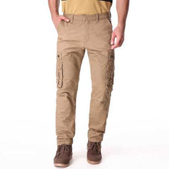 Casual Solid Color Fashion Multi Pockets Long Trousers