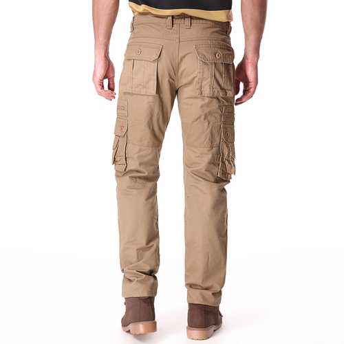 Casual Solid Color Fashion Multi Pockets Long Trousers