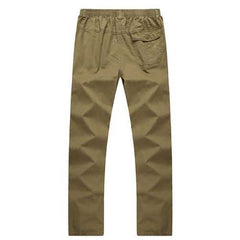 Mens Casual Straight Leg Loose Trousers Solid Color Elastic Waist Multi Pocket-pants