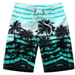 Mens Fashion Coconut Trees Printing Casual Losse Quick Drying Polyester Summer Beach Shorts