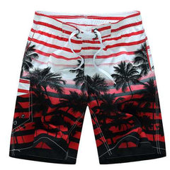 Mens Fashion Coconut Trees Printing Casual Losse Quick Drying Polyester Summer Beach Shorts