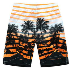 Mens Fashion Coconut Trees Printing Casual Losse Quick Drying Polyester Summer Beach Shorts