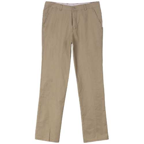 Plus Size Mens Casual Solid Color Straight Leg Cotton Slim Fit Pants