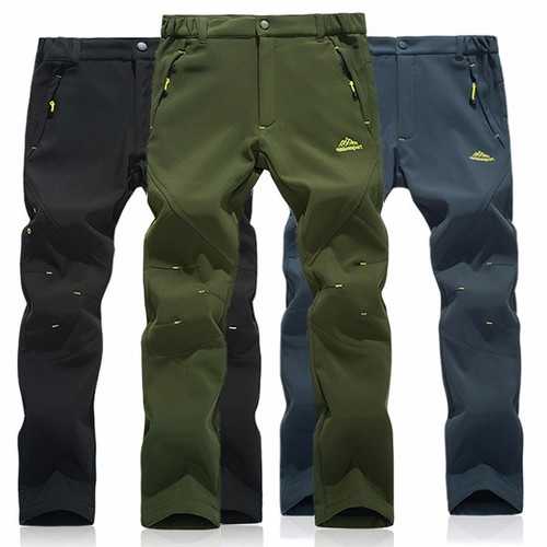 Outdoor Mountaineering Pants Thick Fleece Warm Pants Mens Breathable Quick Drying Soft Shell Trouser