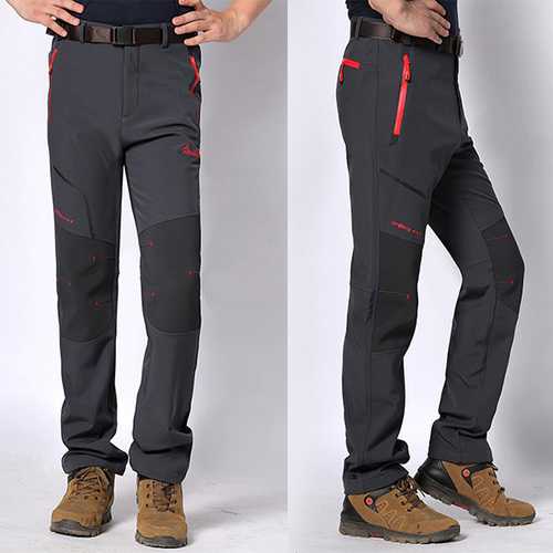 Mens Outdoor Elastic Trousers Casual Waterproof Warm Thick Soft Shell Lovers Assault  Pants