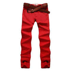 Mens Fashion Elastic Tight Pants Casual Straight Leg Slim Fit Cotton Pants 10 Colors