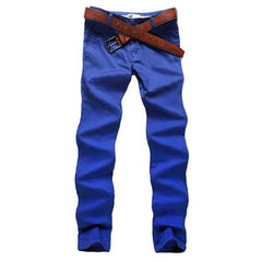 Mens Fashion Elastic Tight Pants Casual Straight Leg Slim Fit Cotton Pants 10 Colors