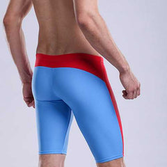 Mens Knee Length Swimming Sport Trunks Contrast Color Surf Beach Shorts