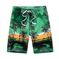 Mens Coconut Tree Printing Board Shorts Swimming Beach Casual Polyester Shorts