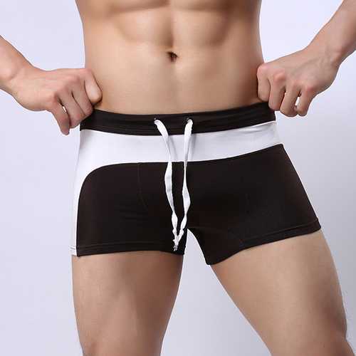 Mens Stitching Swimming Beach Shorts Fashion Casual Summer Mid Wiast Trunks