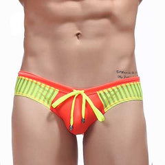 Summer Sexy Net Yarn Stitching Quick Drying Hotsprings Swimsuits Trunks Men Bikini Briefs