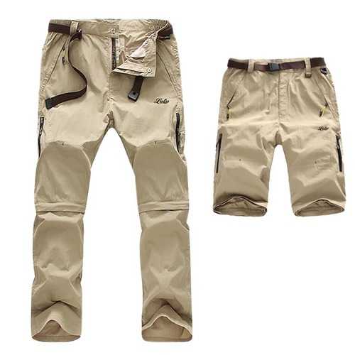 Men's Summer Outdoors Quick Drying Pants Pure Color Detachable Resistant Sun Trousers