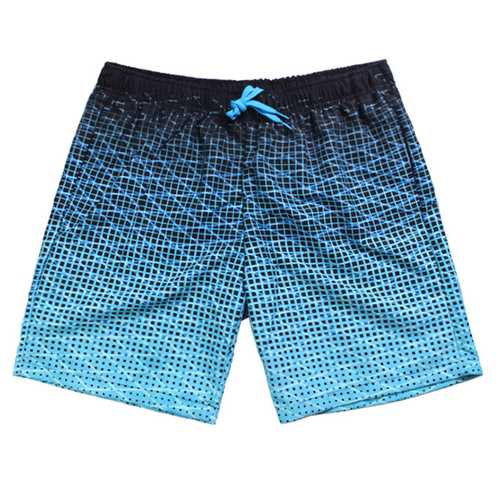 Blue Casual Quick Drying Breathable Printing Sport Loose Beach Shorts for Men