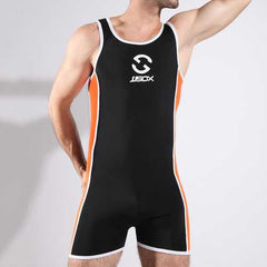 Fashion Sexy Contrast Color Bodybuilding Sports Jumpsuits Conjoined Swimsuits for Men