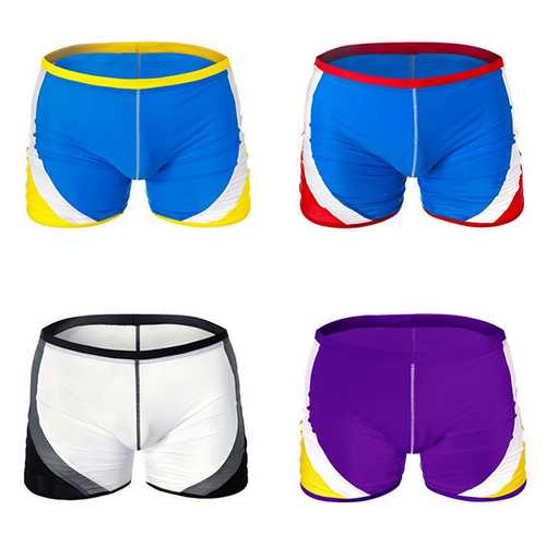 AUSTINBEM Mens Contrast Color Swimming Beach Shorts Casual Spa Surf Mid-waist Trunks