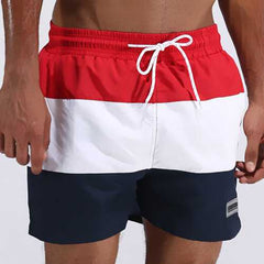 ESCATCH Mens Summer Outdoor Stitching Striped Board Shorts Sports Surf Beach Shorts