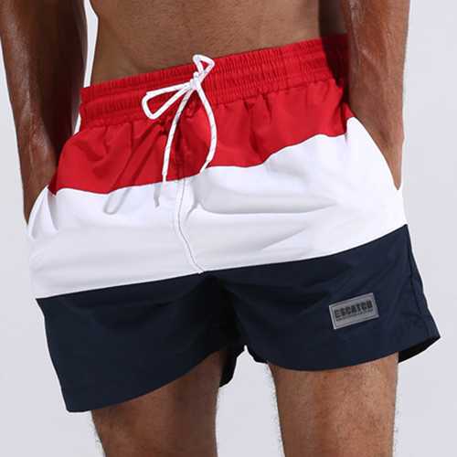 ESCATCH Mens Summer Outdoor Stitching Striped Board Shorts Sports Surf Beach Shorts