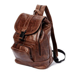 Genuine Leather Backpack with Convertible Strap - Assorted Colors