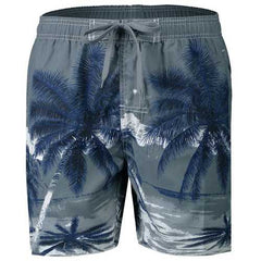 Mens Summer Beach Vacation Quick Dry Coconut Trees Printing Hawaiian Board Shorts