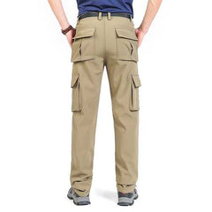 Autumn Winter Multi Pocket Casual Pants Men's Large Size Loose Straight Pants Warm Fleece Trousers