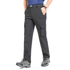 Autumn Winter Multi Pocket Casual Pants Men's Large Size Loose Straight Pants Warm Fleece Trousers