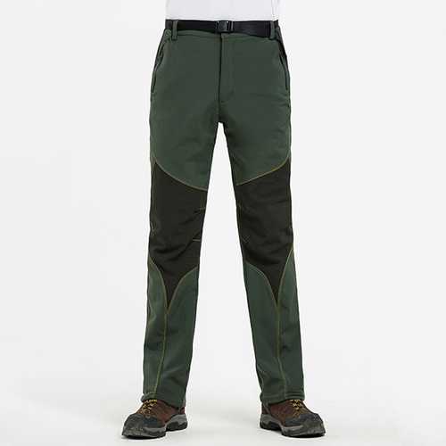 Autumn Winter Outdoor Water-repellent Soft Shell Pants Men's Warm Fleece Lining Sport Climbing Pants