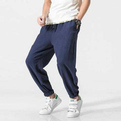 Men's Summer Loose Cotton Linen Pants Small Feet Thin Breathable Haren Slacks