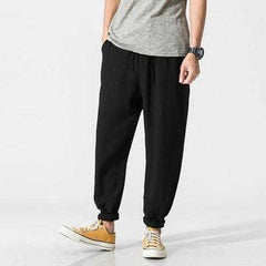 Men's Summer Loose Cotton Linen Pants Small Feet Thin Breathable Haren Slacks