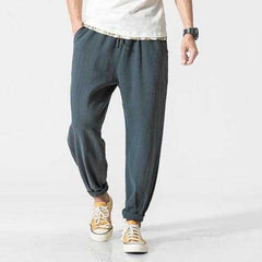 Men's Summer Loose Cotton Linen Pants Small Feet Thin Breathable Haren Slacks