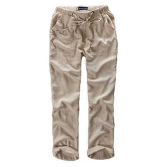 Mens Linen Beach Pants Summer Casual Thin Loose Trousers