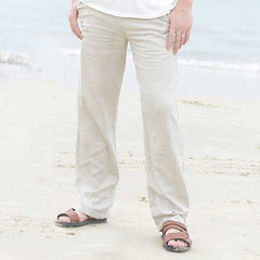 Mens Linen Beach Pants Summer Casual Thin Loose Trousers