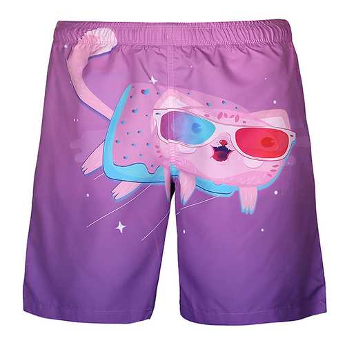 Cartoon Cat Printing Summer Casual Beach Board Shorts for Me