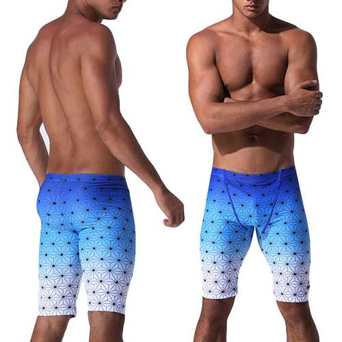 Mens Quick-drying Knee Length Professional Swimming Trunks