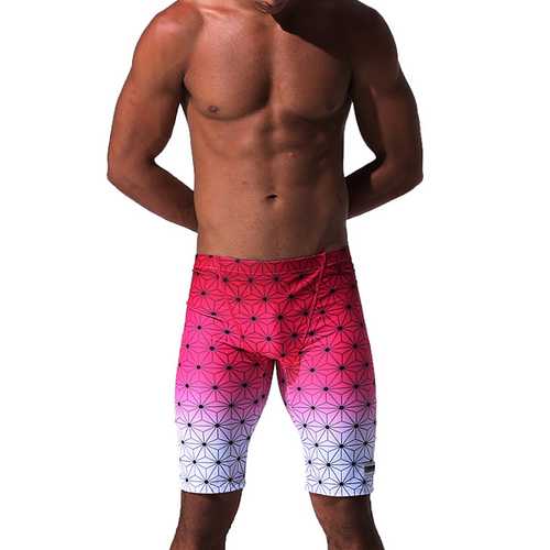 Mens Quick-drying Knee Length Professional Swimming Trunks