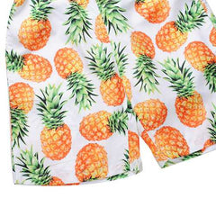 Mens Summer Quick Drying 3D Pineapple Printing Drawstring Be