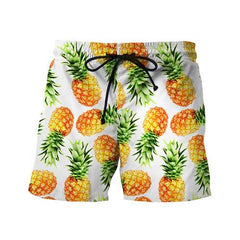 Mens Summer Quick Drying 3D Pineapple Printing Drawstring Be