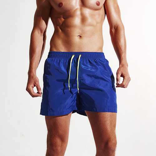 Mens Solid Color Summer Soft Home Sports Board Beach Shorts