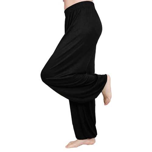 Mens Modal High Elastic High Rise Harem Pants Solid Color Loose Thin Yoga Pants